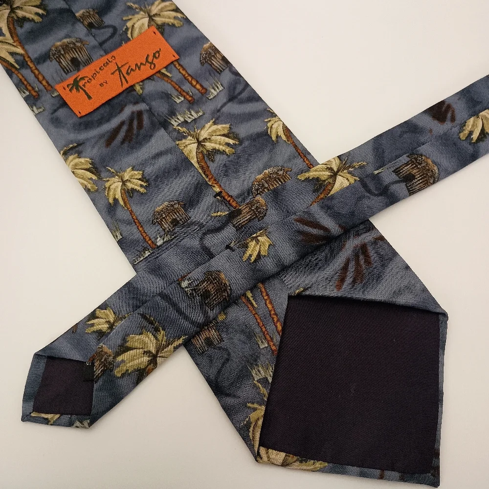 Vintage Tropicals by Tango 100% Silk Palm Tree Pattern Mens‎ Necktie